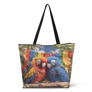 Rainbow Flag Parrot Print Tote Bag With Zier Waterproof Paper Handbag, C -_-